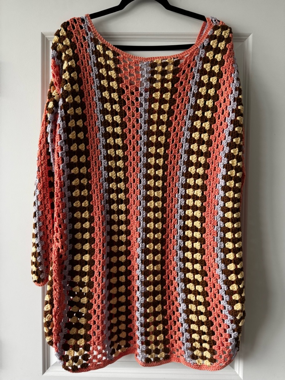 Handmade Coral Multicolor Crochet Sweater